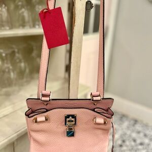 Valentino Garavani Rockstud Trapeze Tote Poudre Pink NW2B0A55VSL 2-Way Bag - NWT